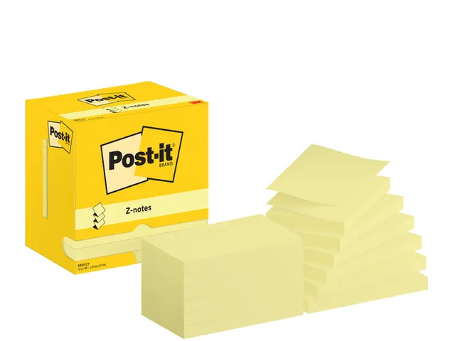 Memoblok Post-it Z-Note R350 76x127mm geel 12 stuks