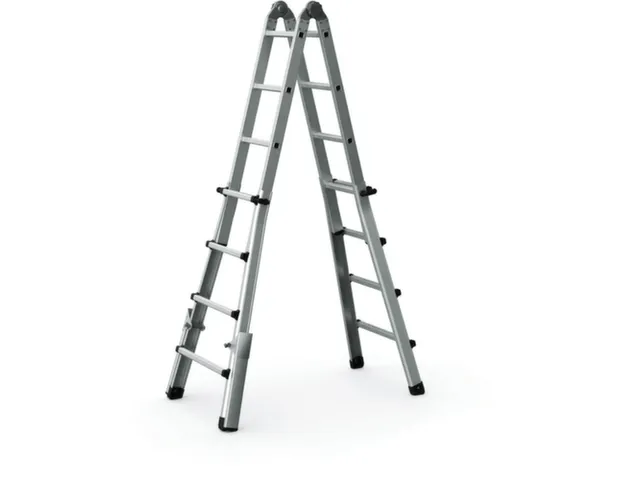 échelle télescopique polyvalente 4x4 échelons lisse L 4 17m nature