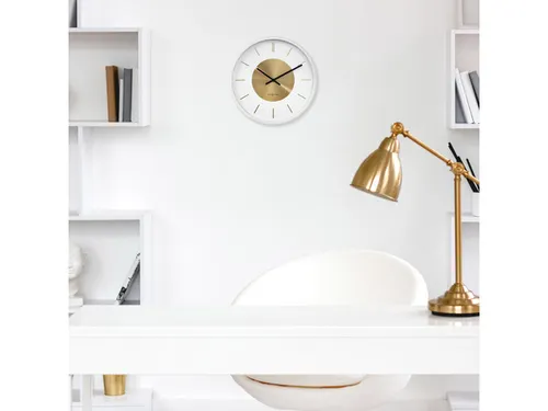 Wandklok NeXtime Retro II 25cm wit/goud metaal