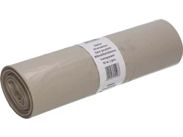 Vuilniszak 42 micron 65+50x135cm 240L Transparant LDPE rol van 10 stuk