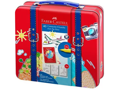Viltstiften Faber-Castell Connector in reiskoffer, inhoud 46 stuks