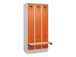 locker met bank,HxBxD 1950x900x815mm,3vak,vak B 300mm,cilinderslot - 2