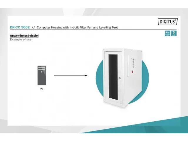Computerbehuizing met stelvoeten en glazen deur Grijs