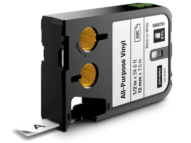Dymo Xtl Tapes 12mm Zwart Op Wit Vinyl