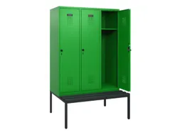 locker met bank,HxBxD 1950x1200x815mm,3vak,vak B 400mm,draaigrendel