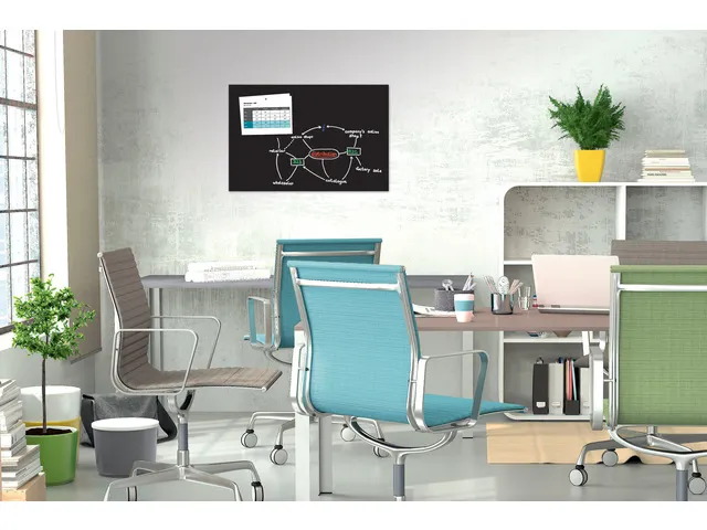 Tableau magnétique en verre Be!Board 900x600mm noir 2 aimants incl.