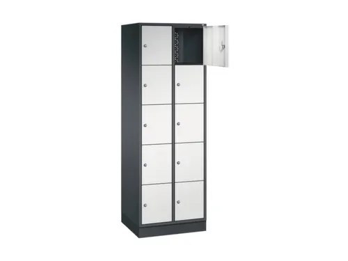 lockerkast,RAL 7021/RAL 7035,HxBxD 1950x620x500mm,2x5vakken,cil.-slot