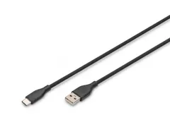 USB-C siliconen oplaadkabel USB-A USB-C 2m USB 2.0 60W zwart