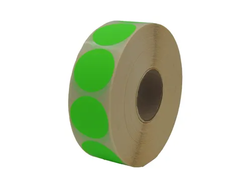 Etiket Rond Fluor Groen 35mm Op rol 2000 Stuks
