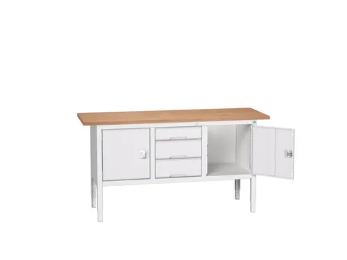 werkbank,HxBxD 830-930x1750x600mm,multiplexblad,uitrusting: 3laden