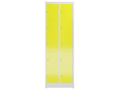 Lockerkast 1800x590x500mm 2x5 vakken cilinderslot, sokkel, RAL1018