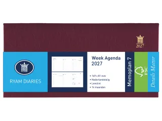 Agenda 2027 Ryam Memoplan 7 Suprema 7dagen/2pagina's landscape bordeau - 1