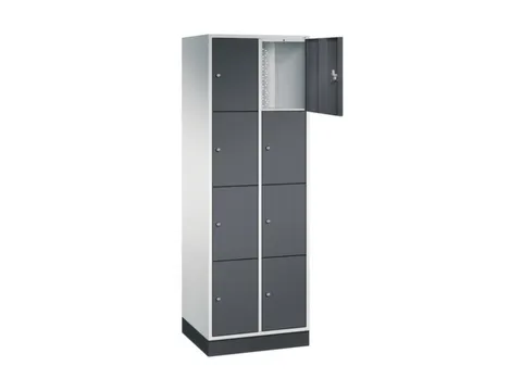 lockerkast,RAL 7035/RAL 7021,HxBxD 1950x620x500mm,2x4vakken,cil.-slot