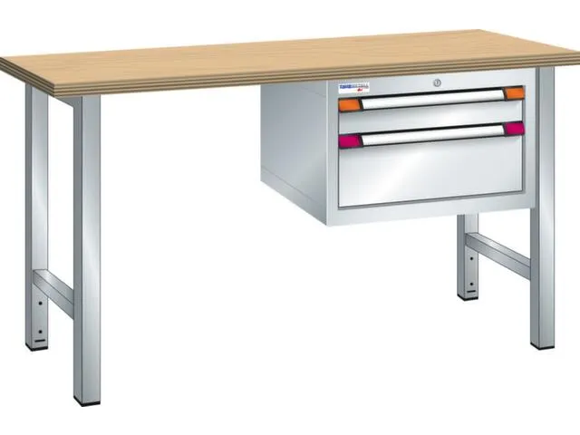 werkbank,HxBxD 840x1500x700mm,multiplexblad,RAL7035,front RAL7035