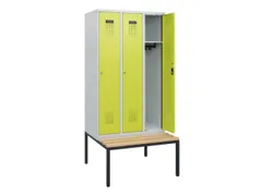 locker met bank,HxBxD 1950x900x815mm,3vak,vak B 300mm,cilinderslot