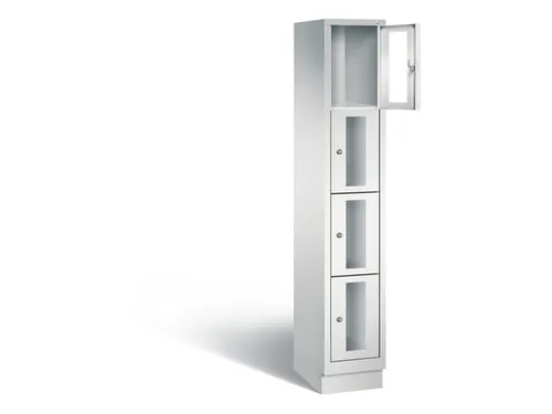Lockerkast 1800x320x500mm 1x4 vakken Cilinderslot, Sokkel, RAL7035