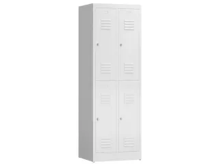 Dubbeldekse garderobekast 1800x590x500mm 2x2vak klink sokkel RAL9003 - 1