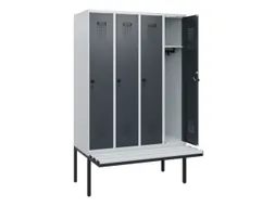 locker met bank,HxBxD 1950x1200x815mm,4vak,vak B 300mm,draaigrendel