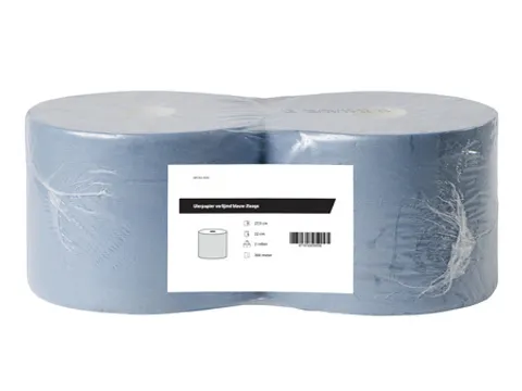 Poetsrol verlijmd blauw 2-laags 2 rol 360m