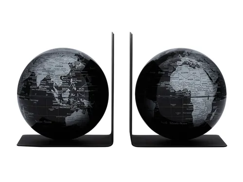 Boekensteun TROIKA met magnetische Wereldbol 13cm 2 stuks Zwart