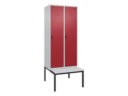 locker met bank,HxBxD 2120x800x815mm,2vak,vak B 400mm,draaigrendel