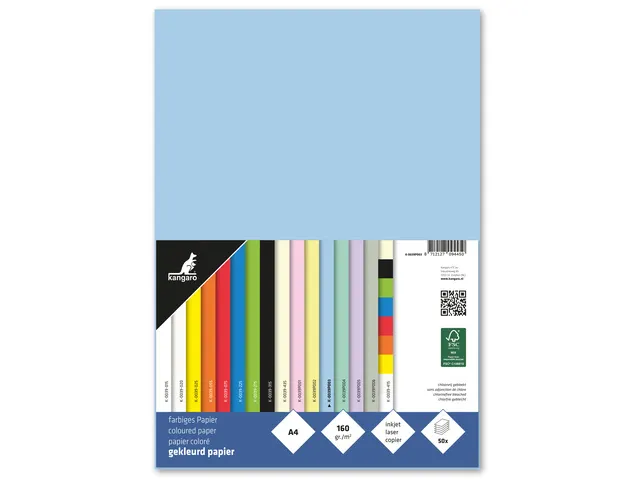 Papier Kangaro A4 160 grams pastel blauw pak 50 vel