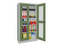 Vitrinekast Hxbxd 1950x1000x500mm Draaideuren Ral7035 Front Ral6011