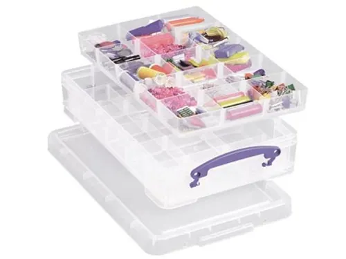 Opbergbox Really Useful 4 liter 30 vakken 395x255x88mm transparant wit