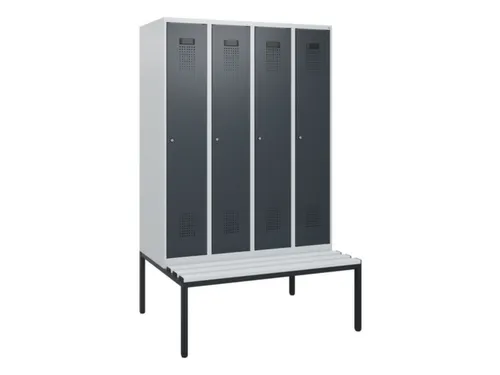 locker met bank,HxBxD 1950x1200x815mm,4vak,vak B 300mm,cilinderslot