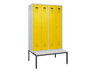 PBM-locker met bank,HxBxD 2120x1200x815mm,4vak,vak B 300mm - 2