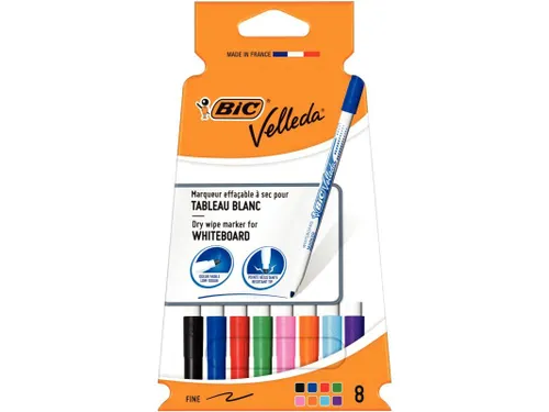Whiteboardmarker Bic Velleda 1721 rond fijn 1.5mm assorti 8 stuks