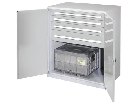 Materiaalkast Dubbelwandige Deur 1100x1000x600mm 4laden Ral7035