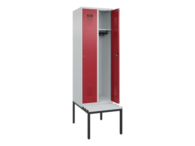 locker met bank,HxBxD 2120x600x815mm,2vak,vak B 300mm,cilinderslot