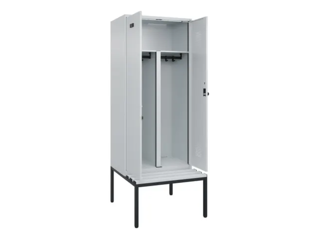 PBM-locker met bank,HxBxD 2120x800x815mm,2vak,vak B 400mm,draaigrendel