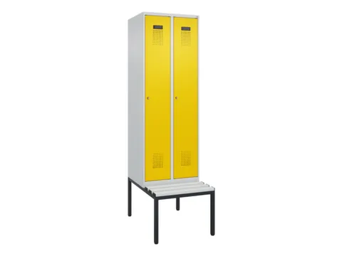 locker met bank,voor scheiding van kleding,HxBxD 2120x600x815mm,2vak