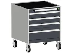 ladekast verrijdbaar 780x650x525mm 4laden romp RAL7035 front RAL7016