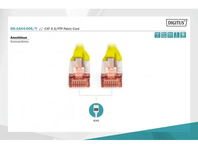 CAT 6 S-FTP patchkabel Cu LSZH AWG 27/7 Lengte 0,5m Geel
