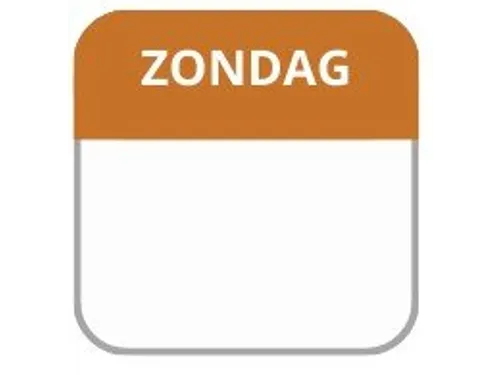 LabelLORD PL Dagetiket Zondag 25x25mm Bruin Flushlabel 1000 stuks