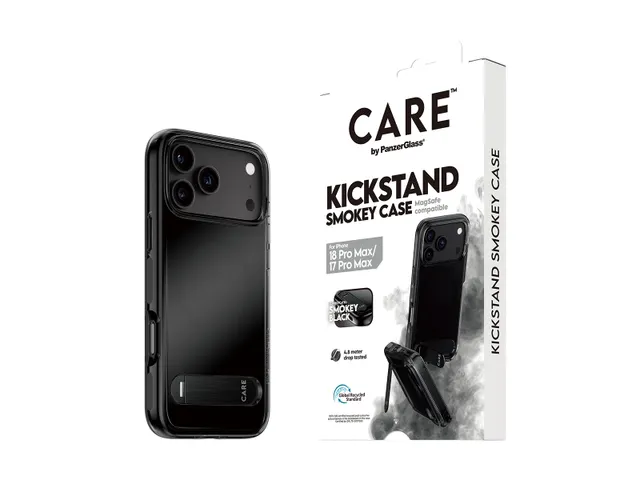 PanzerGlass CARE by Kickstand Case Smokey w. Black MagSafe iPhon