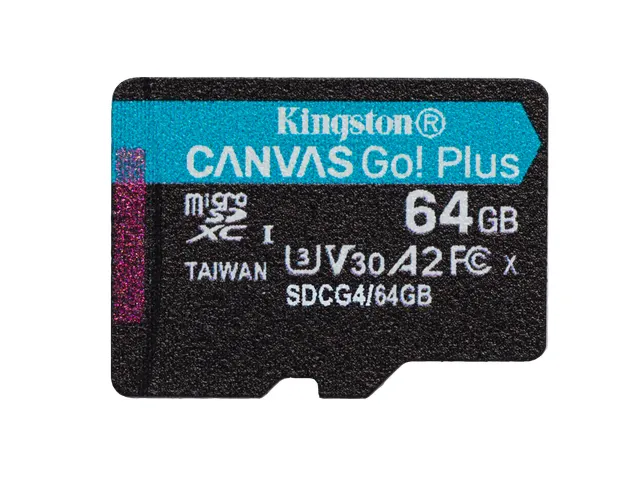 Carte microSDXC Canvas Go Plus Gen4 200 Mo/s A2 U3 V30 64 Go + adaptat