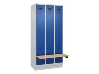 locker met bank,HxBxD 1950x900x815mm,3vak,vak B 300mm,cilinderslot - 2