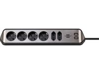 Stekkerdoos Brennenstuhl bureau Estilo 6-voudig incl. 2 USB 2m zwart z