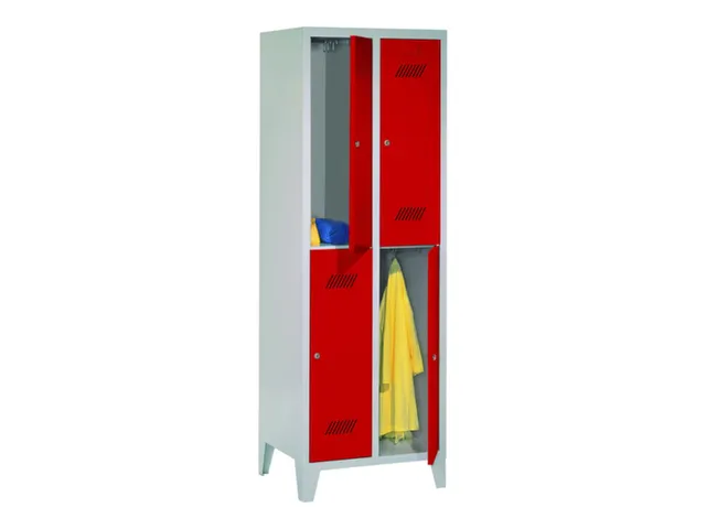 dubbeldekse locker,HxBxD 1850x600x500mm,2x2vak.,RAL7035,front RAL3000