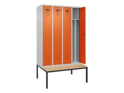 locker met bank,voor scheiding van kleding,HxBxD 2120x1200x815mm,4vak