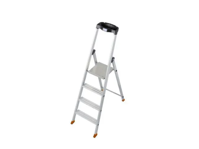 trapladder,eenzijdig,4treden,bordes met profiel,Stand H 0,85m