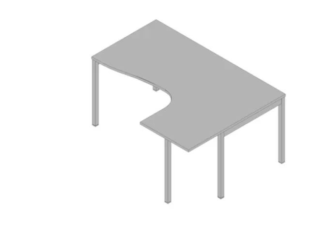 Bureau d’angle 730x1600x1200mm 4 pieds retour à droite gris/alu