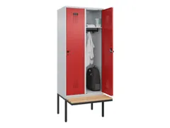 locker met bank,HxBxD 2120x800x815mm,2vak,vak B 400mm,draaigrendel
