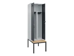 PBM-locker met bank,HxBxD 2120x600x815mm,2vak,vak B 300mm,draaigrendel