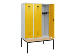 locker met bank,HxBxD 1950x1200x815mm,3vak,vak B 400mm,cilinderslot
