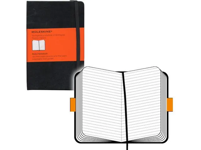 Notitieboek Moleskine pocket 90x140mm lijn hard cover zwart
